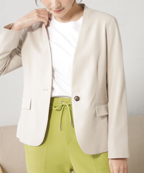 「FOUND GOOD」 ノーカラージャケット M ベージュ レディース_画像4