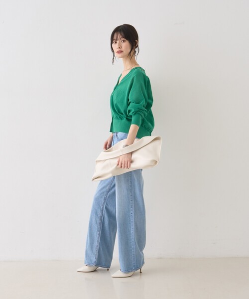 upper hights ライトブルー ワイドレッグデニムパンツ 23 upperhights（アッパーハイツ） ワイドパンツ ジーンズ デニム デニム