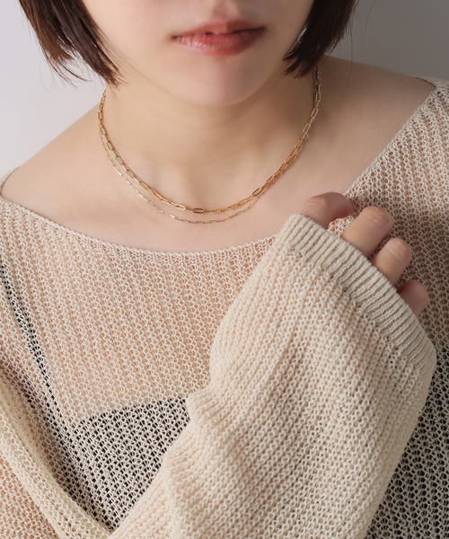 ネックレス ペーパークリップチェーン40cmネックレス K10 レディースの画像