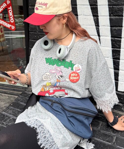 w closet（ダブルクローゼット） tシャツ 「Am企画」花柄レースビッグT