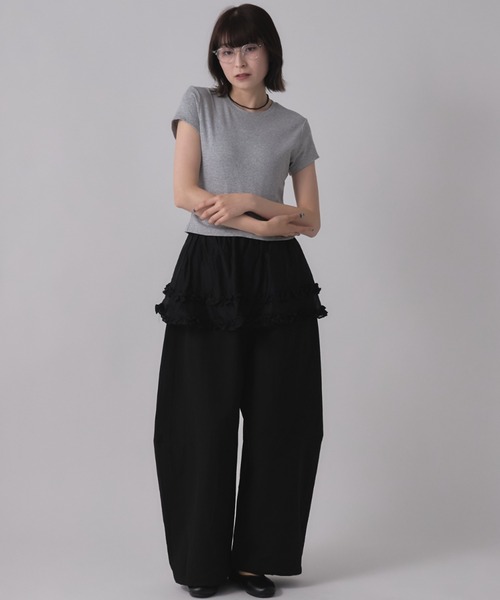 KAPITAL キャピタル　スカート風パンツ　ブラック　サイズ1 フリルパンツ leimn パンツ フリルスカート付きカーブパンツ レディース : ZOZOTOWN