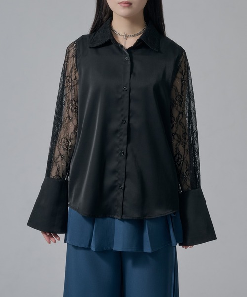 Ellno de Mavie（エルノデメヴィ） ブラウス シャツ レーススリーブ