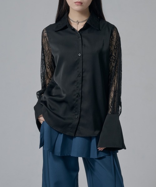 Ellno de Mavie（エルノデメヴィ） ブラウス シャツ レーススリーブ