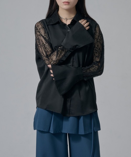 Ellno de Mavie（エルノデメヴィ） ブラウス シャツ レーススリーブ