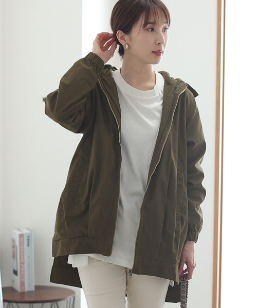 当店の記念日 ElegChic ブルゾン アウター 裾タックフードジャケット レディースウェア