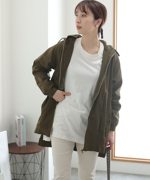 ElegChic ブルゾン アウター 裾タックフードジャケット レディース