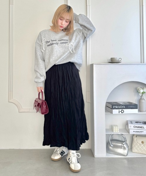 Loueme スカート ソフトタッチワッシャーフレアスカート