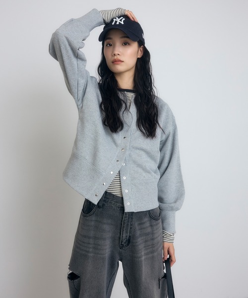 ATELIER SAGAN バーガンディ カーディガン snc アトリエサガン ATELER SAGAN カーディガン L 紺 麻 花モチーフ