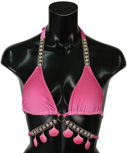 ■新品■PINK(ピンク)ホルターネックボタニカル柄ビキニセット XS □新品□PINK(ピンク)ホルターネックボタニカル柄ビキニセット XS