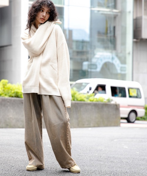 WEGO ジーンズ WEGO/スケーターズ タックワイドデニムパンツ