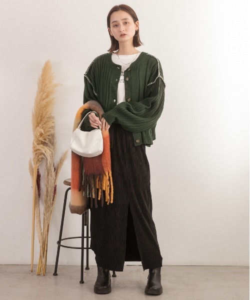 ad thie（アドティエ） カーディガン 前後2WAY ステッチニット