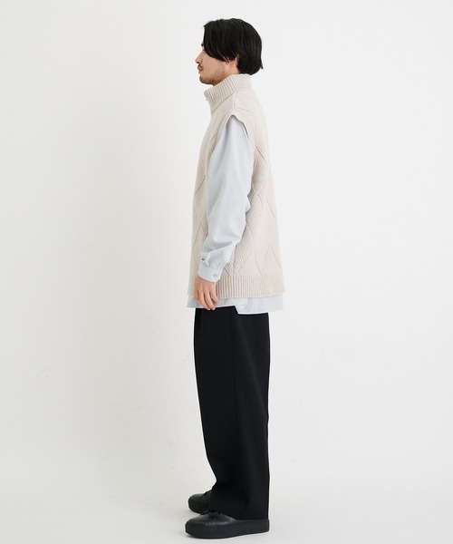 CINOH ベスト ジレ 「CINOH / チノ」別注 ARGYLE CABLE KNIT HALF ZIP 