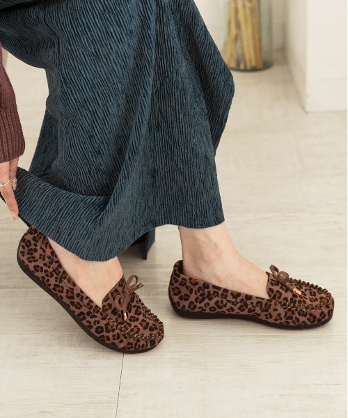 ad thie（アドティエ） デッキシューズ モカシン レオパード柄