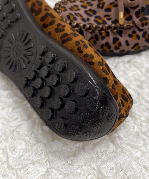 大人気　ユケテンYuketen ヒョウ柄モカシンシューズレオパードデッキシューズ y2k Yuketen ヒョウ柄モカシンシューズレオパードデッキシューズ