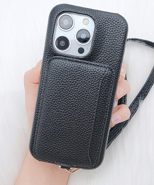 Lace Ladies スマホケース カードケース付きレザー調ストラップiPhone