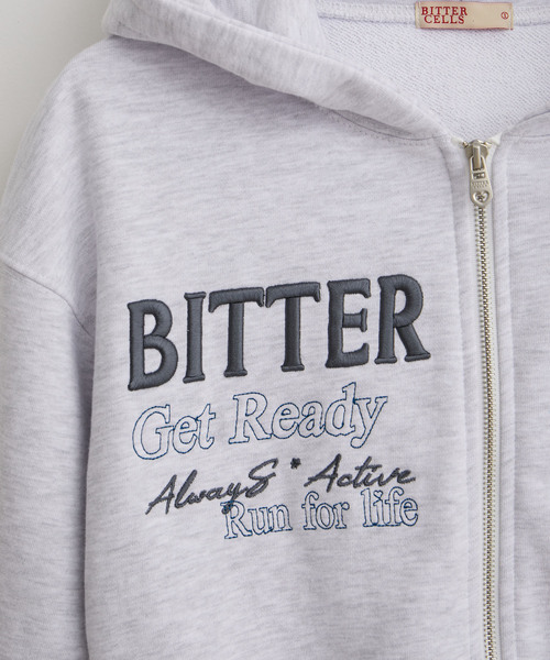 トレーナー スウェット 「BITTER CELLS」Wジップショート丈ロゴ刺繍パーカー レディース VIS トレーナー スウェット 「BITTER CELLS」Wジップショート丈