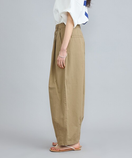 7440 37 1 プリーツ9部丈カーブランタンパンツ ワイドパンツ セール】ストレッチPU ワイドカーゴパンツ / Stretch PU Wide