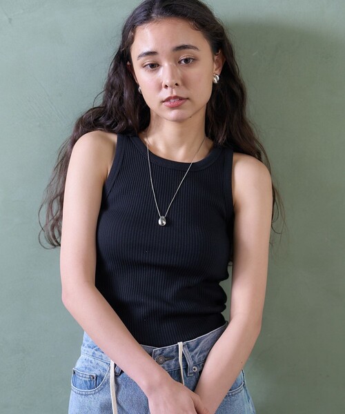 【日本未発売】【美品】アリス　フロントリボン　ノースリーブ　S FREAK'S STORE タンクトップ ノースリーブ リブ アメスリタンク