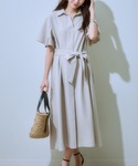 ワンピース 麻調合繊ミディ丈フレアワンピース(...の詳細画像4