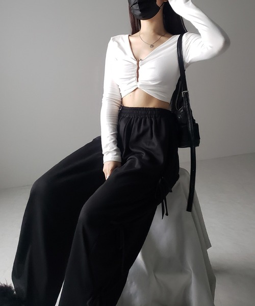 me+em select tシャツ 「 カップ付き 」メタルパーツカット