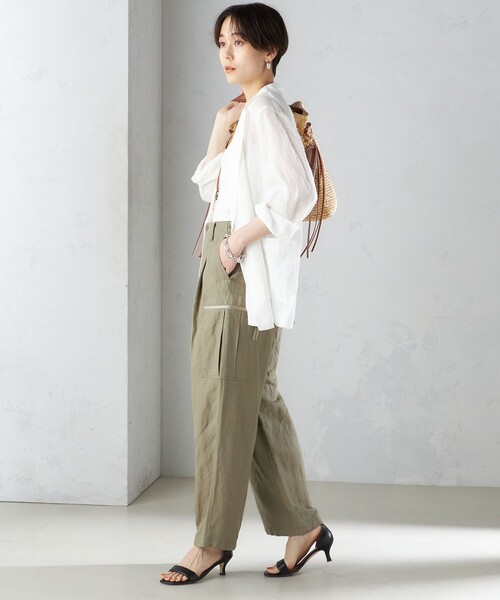 SHIPS（シップス） カーゴパンツ 「手洗い可能」裾 ドロスト カーゴ