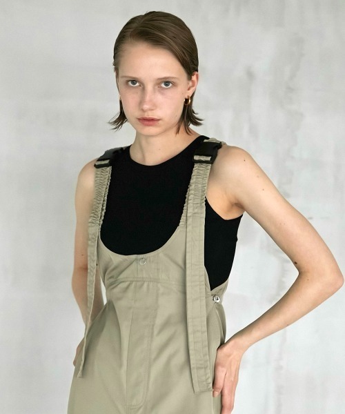 サロペット・オーバーオール・オールインワン lapeaudegem 2way nylon work overalls la peau de gem サロペット オーバーオール 「LA PEAU DE GEM