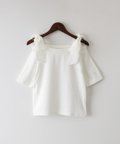 tシャツ チュールオフショルテレコリブトップス レディース チュールオフショルテレコリブトップス | Rlab store