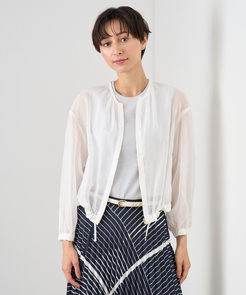 アナイ 23SS コットンボイルギャザーブルゾン シアー長袖　ノーカラー ANAYI ブルゾン アウター コットンボイルシアーブルゾン