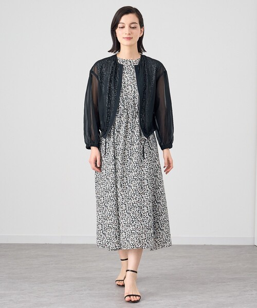 24SS 極美品 36 アナイ コットンボイル シアーブルゾン ノーカラー 黒 ANAYI（アナイ） ブルゾン アウター コットンボイルシアーブルゾン