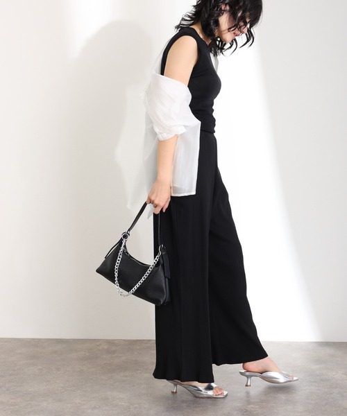 ElegChic パンツ 紐付きゆったりカットワイドパンツ レディース