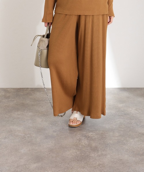 ElegChic パンツ 紐付きゆったりカットワイドパンツ レディース