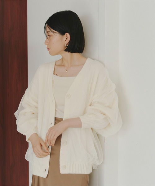 titivate（ティティベイト） カーディガン チュールドッキング
