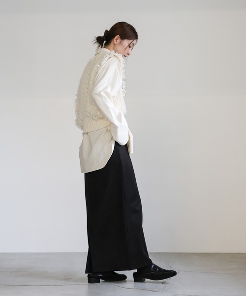 select MOCA（セレクトモカ） ベスト ジレ フリンジケーブルニット