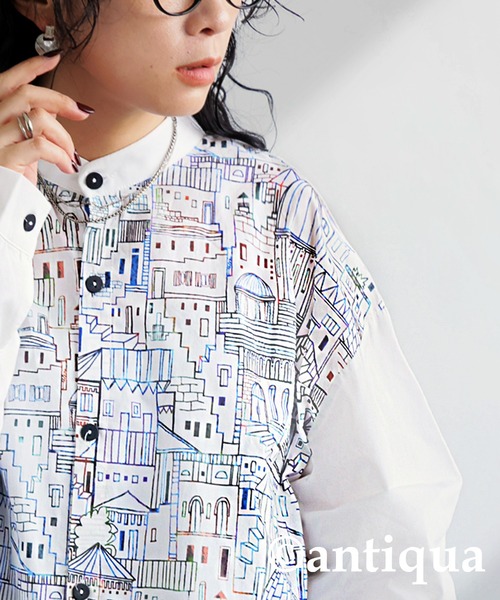 ブラウス シャツ 街柄シャツ レディース メンズ
