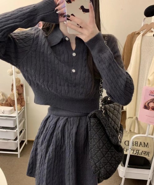 アンサンブル ケーブルニット ガーリーセットアップ : ZOZOTOWN Yahoo