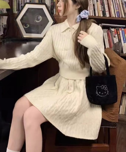 美品★ハーリップトゥ★アンサンブル ケーブル ニット 2点セット アンサンブル ケーブルニット ガーリーセットアップ : ZOZOTOWN Yahoo