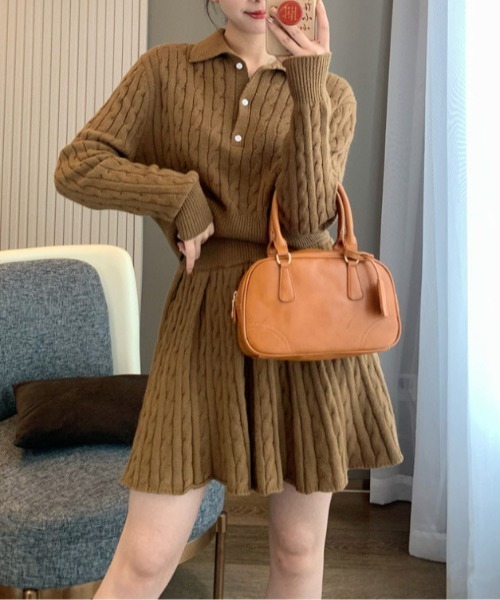 アンサンブル ケーブルニット ガーリーセットアップ : ZOZOTOWN Yahoo