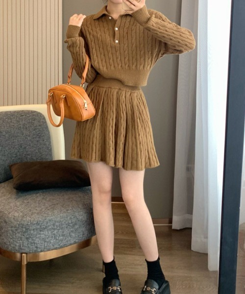 アンサンブル ケーブルニット ガーリーセットアップ : ZOZOTOWN Yahoo