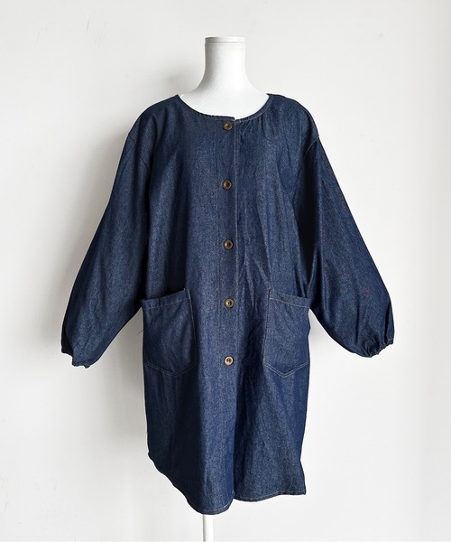 【kapoc】リネン コットン デニム ユーズドウォッシュ エプロン 割烹着 kapoc 2nd. / linen garment dye｜割烹着kapoc（カポック）公式