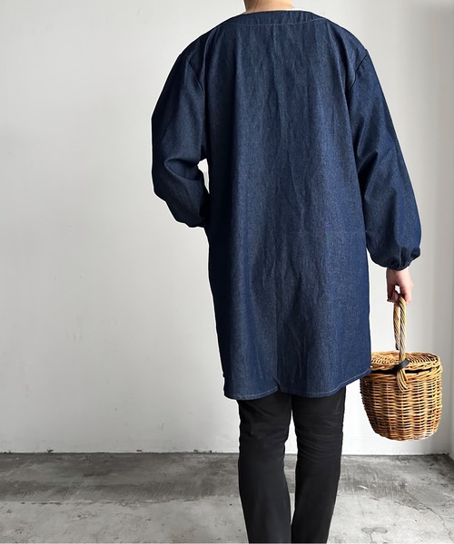 【kapoc】リネン コットン デニム ユーズドウォッシュ エプロン 割烹着 kapoc 2nd. / linen garment dye｜割烹着kapoc（カポック）公式