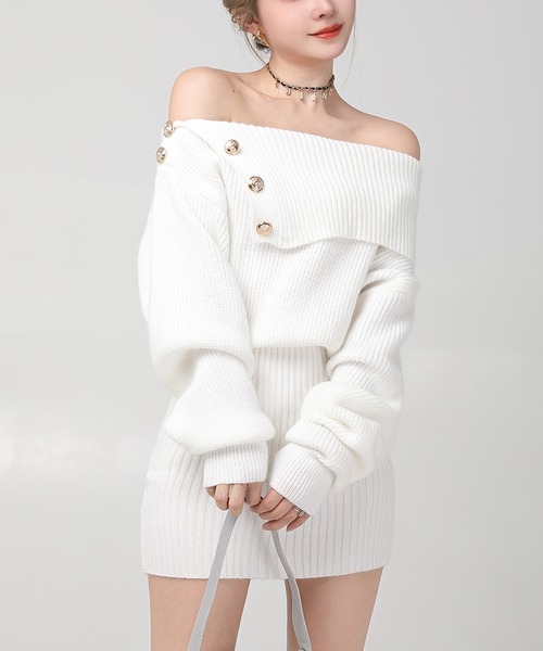 Sibra（シブラ） ワンピース オフショルニットワンピース : ZOZOTOWN