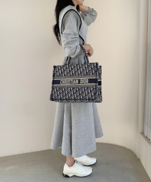 emi+ ワンピース 配色パイピングショルフリルスウェット