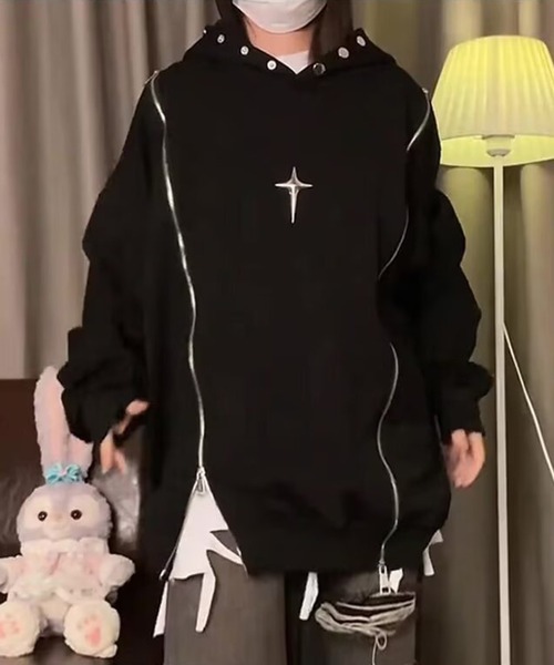 seana 変形パーカー　LGB seana 変形パーカー LGB（◇SEANA グランジロングパーカー