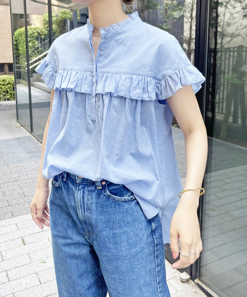 「Spick & Span」 長袖シャツ FREE スカイブルー レディース スピック＆スパン Spick & Span ライトオックスオーバーシャツ