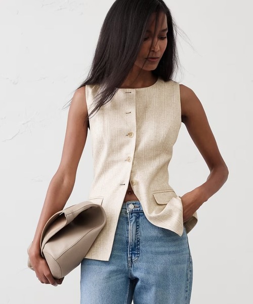 BANANA REPUBLIC ベスト ジレ FACTORY STORE リネンブレンド