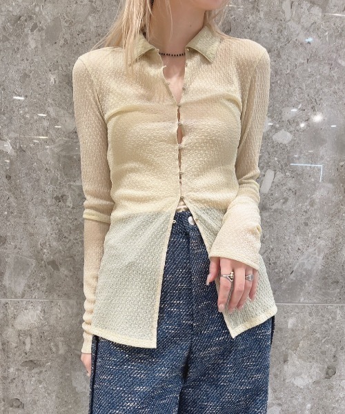 LE CIEL BLEU（ルシェルブルー） tシャツ シアーラッセルカット