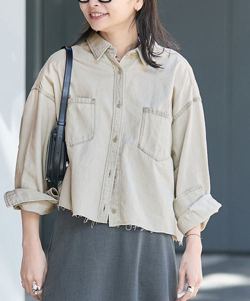 スローブイエナ LE DENIMライトオンスクロップドシャツ LE DENIMライトオンスクロップドシャツ | スローブ イエナ(SLOBE