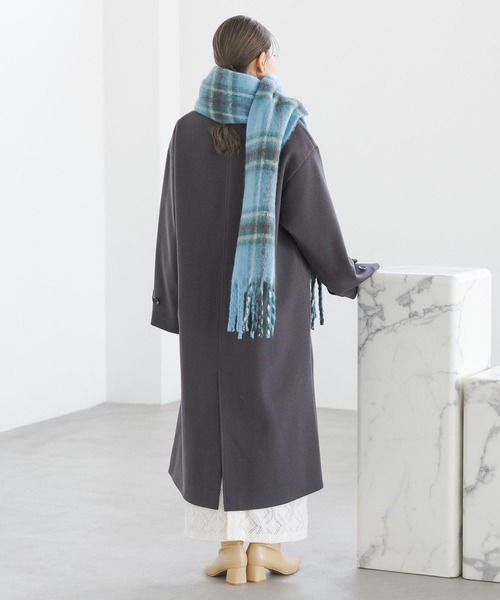 「LAKOLE」 ステンカラーコート SMALL チャコールグレー レディース_画像4