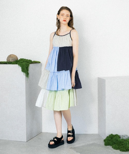 KBF パッチワークミニキャミワンピース KBF｜パッチワークミニキャミワンピース | Rakuten Fashion(楽天