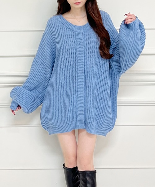 「MIIA」 ニットカーディガン FREE ネイビー レディース_画像3